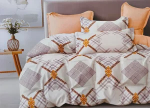 Dvigulės satino medvilnės patalynės komplektas 200×220 spalva – šviesiai kreminė.