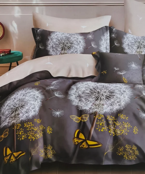 Patalynės komplektas 200×220 satino medvilnės pilkas su drugeliais