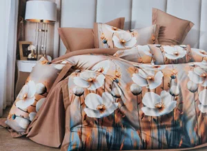 Patalynės komplektas 200×220 satino medvilnės šviesiai kreminis