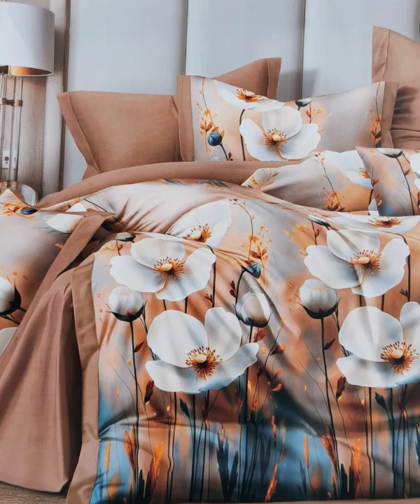 Patalynės komplektas 200×220 satino medvilnės šviesiai kreminis