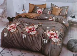 Patalynės komplektas 200×220 satino medvilnės tamsus su raštu