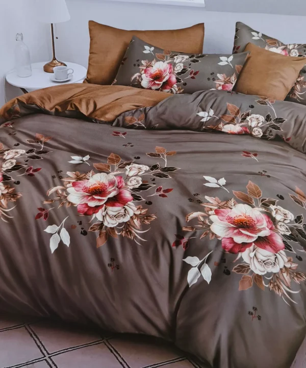 Patalynės komplektas 200×220 satino medvilnės tamsus su raštu