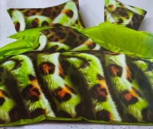 Patalynės komplektas 200×220 satino medvilnės žalia su raštu