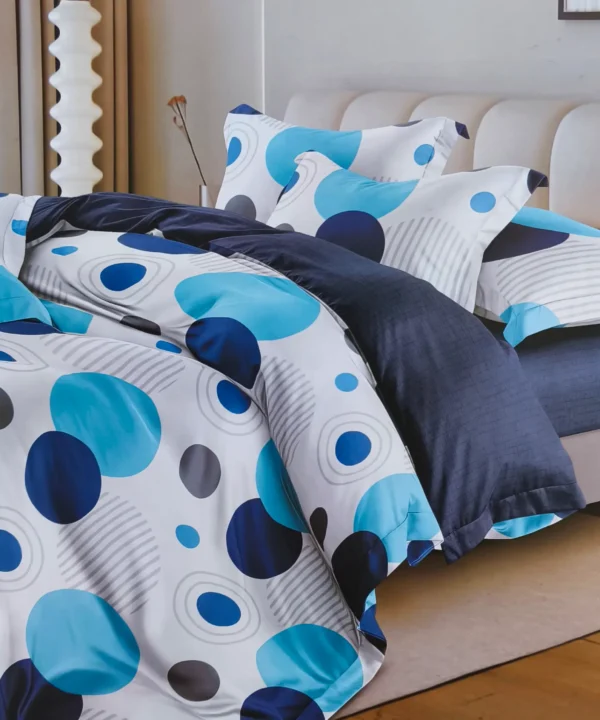 Patalynės komplektas 200×220 satino medvilnės mėlynas ir baltas