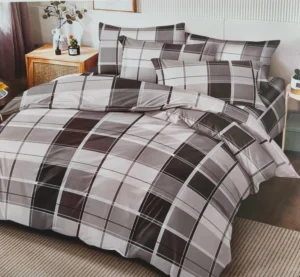 Dvigulės satino medvilnės patalynės komplektas 200x220 spalva– pilkos