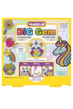 Kūrybinis rinkinys vaikams - deimantinė dėlionė su lipdukais Big Gem – geltona su vienaragiu.