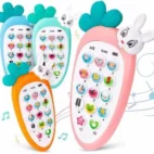 Interaktyvus lavinamasis telefonas vaikams - morkos formos žaislas