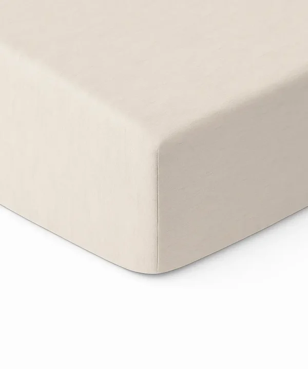 Kreminė medvilninė paklodė su guma - 90x200, 140x200, 160x200, 180x200, 200x220 Kreminė 100% medvilnės paklodė su guma, įvairių dydžių