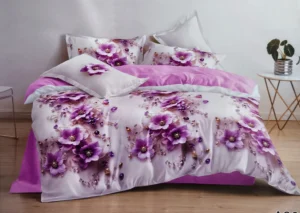 Patalynės komplektas 200×220 satino medvilnės alyvinė su raštu