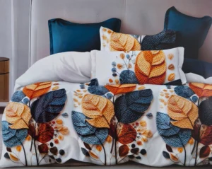 Patalynės komplektas 200×220 satino medvilnės marga su lapais