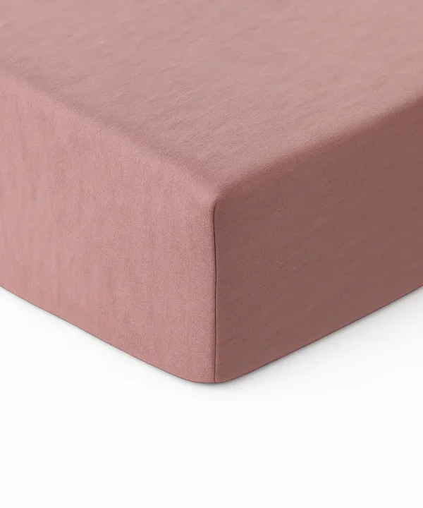 Pelenų rožinė 100% medvilnės paklodė su guma, įvairių dydžių