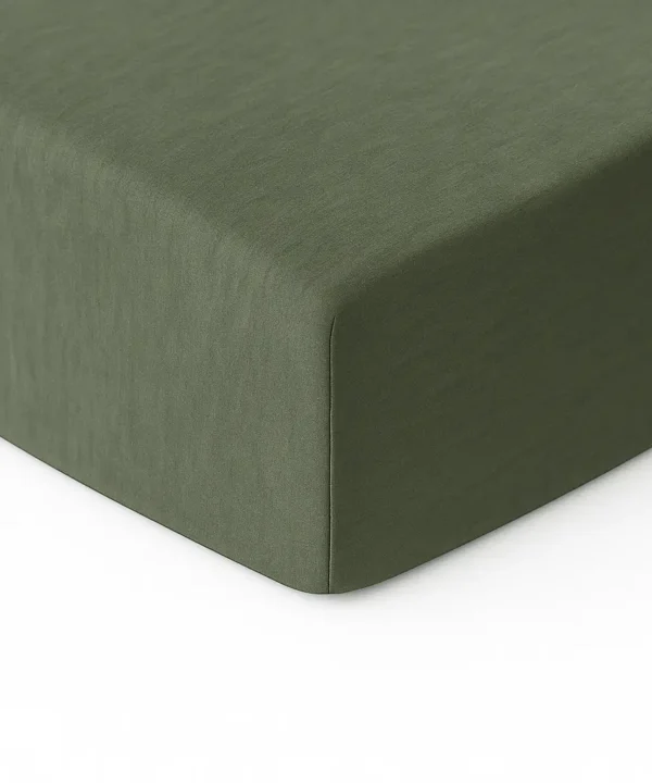 Samanų žalia 100% medvilnės paklodė su guma, įvairių dydžių