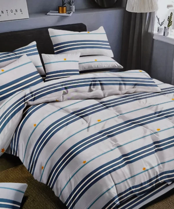 Dvigulės satino medvilnės patalynės komplektas 200x220 spalva – pilka, marga.