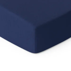 Tamsiai mėlyna 100% medvilnės paklodė su guma, įvairių dydžių