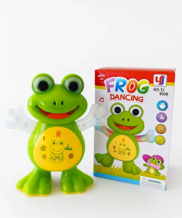 Interaktyvus muzikinis žaislas šokanti varlė su šviesomis ir muzika - žalios spalvos varlytė, groja ir juda.