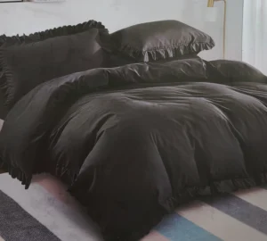 Dvigulės 100% medvilnės patalynės komplektas 200x220 spalva– juoda