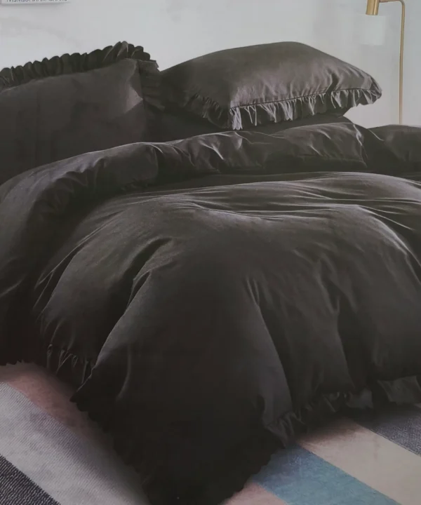 Juodas Prabangus 100% medvilnės dvigulės patalynės komplektas 200x220 Dvigulės 100% medvilnės patalynės komplektas 200x220 spalva– juoda