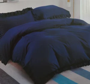 Dvigulės 100% medvilnės patalynės komplektas 200x220 spalva– tamsiai mėlyna