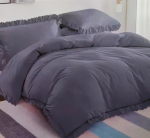 Dvigulės 100% medvilnės patalynės komplektas 200x220 spalva– mėlyna