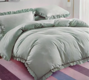 Dvigulės 100% medvilnės patalynės komplektas 200x220 spalva– mėtinė