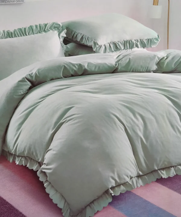 Dvigulės 100% medvilnės patalynės komplektas 200x220 spalva– mėtinė