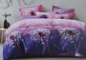 Patalynės komplektas 200×220 satino medvilnės violetinė su raštu