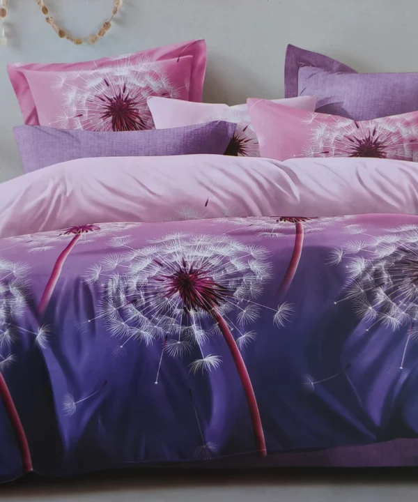 Patalynės komplektas 200×220 satino medvilnės violetinė su raštu