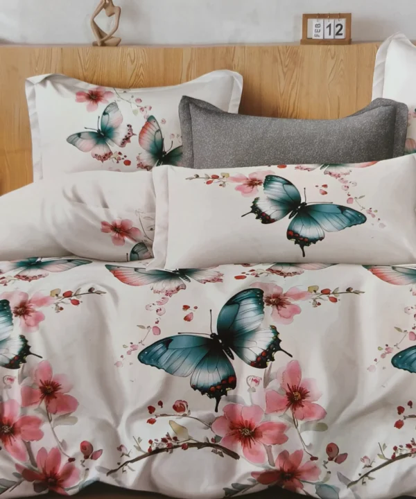 Patalynės komplektas su drugeliais 200x220 Dvigulės satino patalynės komplektas 200x220 su drugeliais