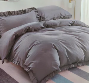 Dvigulės 100% medvilnės patalynės komplektas 200x220 spalva– pilka