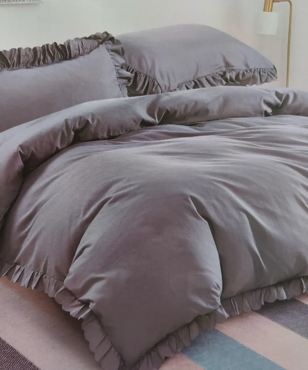 Dvigulės 100% medvilnės patalynės komplektas 200x220 spalva– pilka