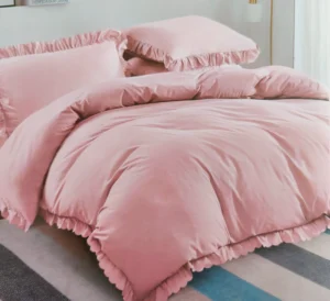 Dvigulės 100% medvilnės patalynės komplektas 200x220 spalva– rožinė