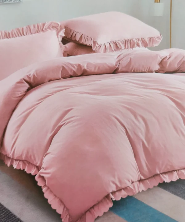 Dvigulės 100% medvilnės patalynės komplektas 200x220 spalva– rožinė
