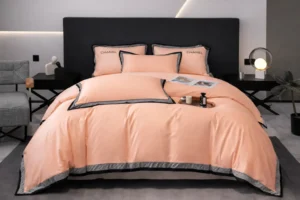 Dvigulės 100% medvilnės patalynės komplektas 200x220 spalva – persikinė