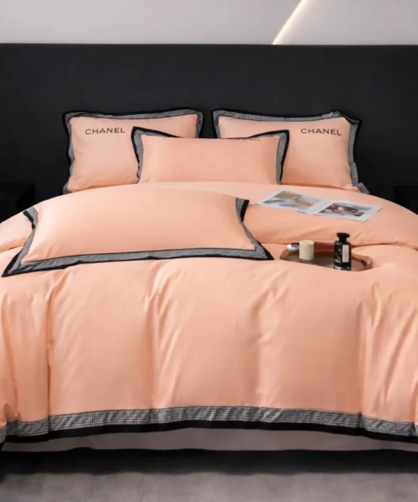 Dvigulės 100% medvilnės patalynės komplektas 200x220 spalva – persikinė