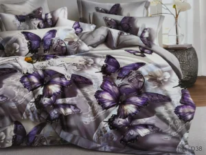 Dvigulės satino medvilnės patalynės komplektas 200×220 spalva – tamsi pilka.