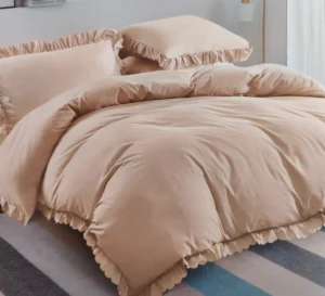 Dvigulės 100% medvilnės patalynės komplektas 200x220 spalva– smėlinė