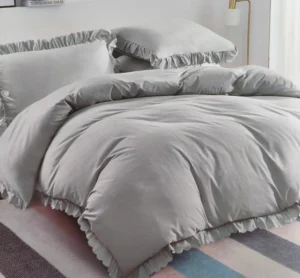 Dvigulės 100% medvilnės patalynės komplektas 200x220 spalva– šviesiai pilka