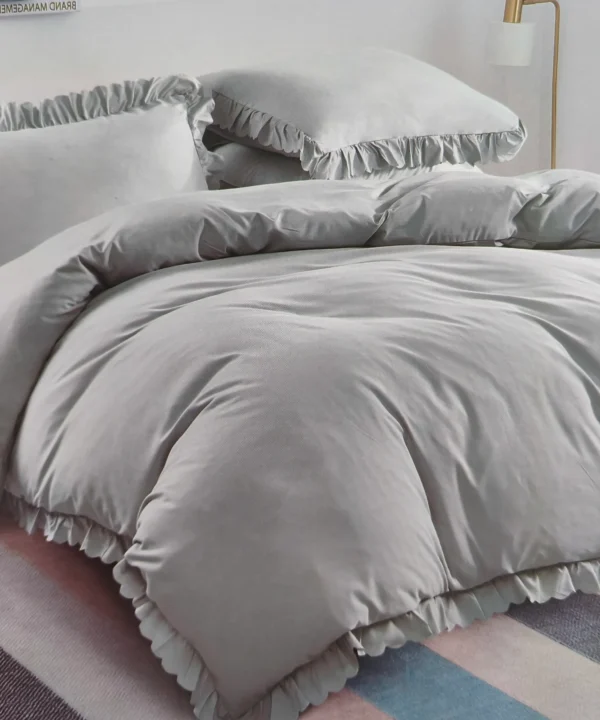 Dvigulės 100% medvilnės patalynės komplektas 200x220 spalva– šviesiai pilka