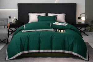 Dvigulės 100% medvilnės patalynės komplektas 200x220 spalva – tamsiai žalia