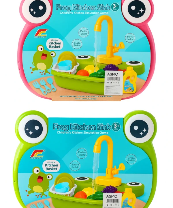 Žaislinė kriauklė su bėgančiu vandeniu – varliuko dizainas vaikams.