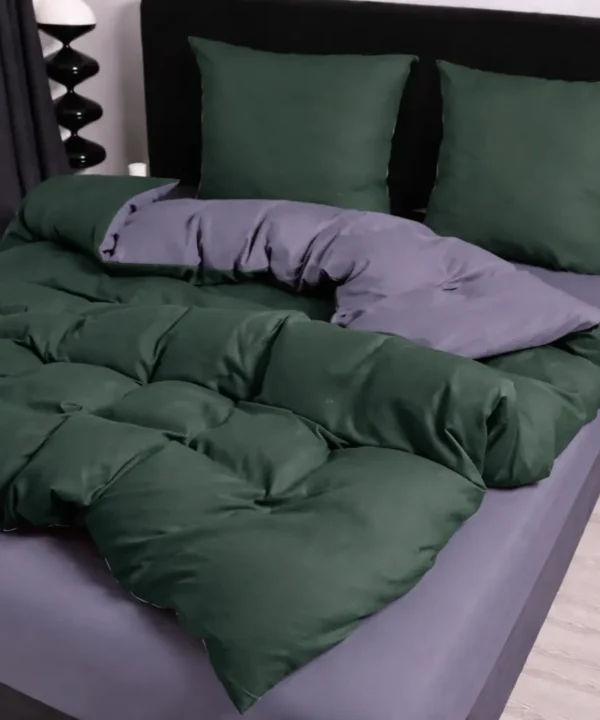 Dvigulės 100% medvilnės patalynės komplektas 200x220 spalva – žalia, mėlyna.