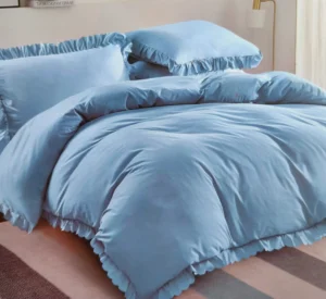 Dvigulės 100% medvilnės patalynės komplektas 200x220 spalva– žydra