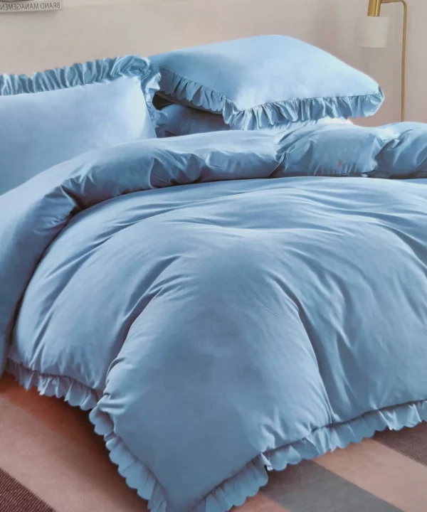 Dvigulės 100% medvilnės patalynės komplektas 200x220 spalva– žydra