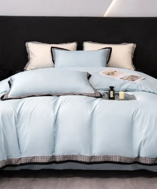 Dvigulės 100% medvilnės patalynės komplektas 200x220 spalva – žydra