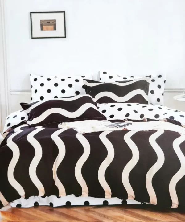 Dvigulės 100% medvilnės patalynės komplektas 200x220 spalva – juoda, kreminė.