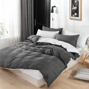 Dvigulės 100% medvilnės patalynės komplektas 200x220 spalva – pilka, balta.