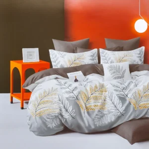 Dvigulės 100% medvilnės patalynės komplektas 200x220 spalva – šviesiai pilka, pilka.