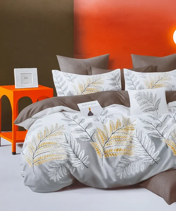 Dvigulės 100% medvilnės patalynės komplektas 200x220 spalva – šviesiai pilka, pilka.