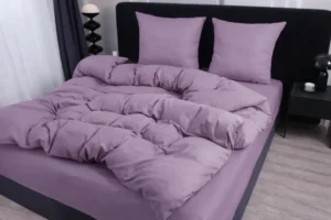 Dvigulės 100% medvilnės patalynės komplektas 200x220 spalva – alyvinė