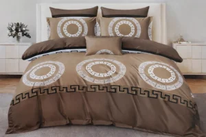 Patalynės komplektas 200×220 satino medvilnės smėlinė su raštu